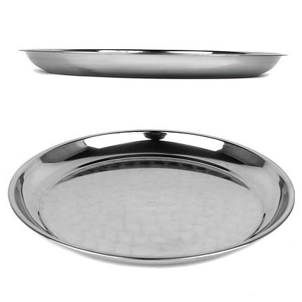 Піднос круглий D50 см висота 3 см з нержавіючої сталі, фото 1
