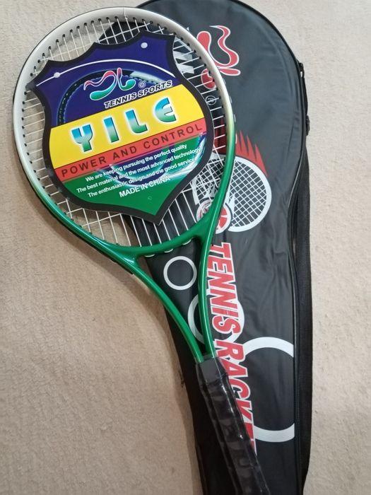 Алюмінієва тенісна ракетка для великого тенісу в чохлі для дітей і дорослих Зелена