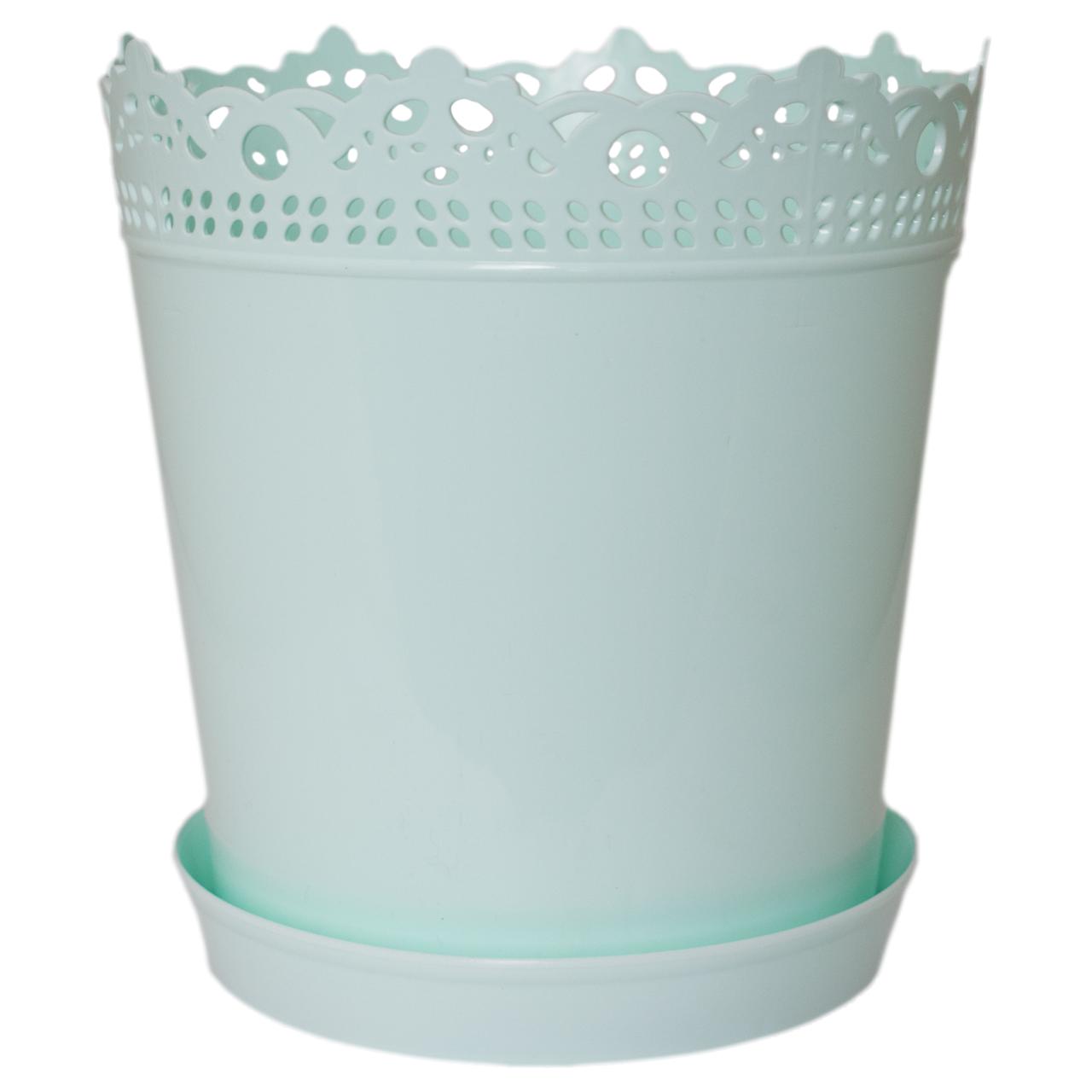 Вазон Рішельє круглий з підставкою 13х14 см 0.9 л салатовий Алеана, фото 1