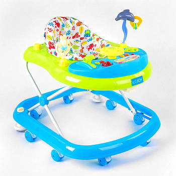 Ходунки дитячі (музична панель, пісеньки російською мовою, світло) JOY TS-06122 Зелено-блакитний