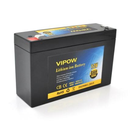 Акумуляторна батарея літієва Vipow 12 V 8 A з елементами Li-ion 18650 з вбудованою ВМS-платою, (3S4P)