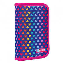 Пенал твердий Smart одинарный з клапаном HP-03 Rainbow hearts фіолетовий 532824