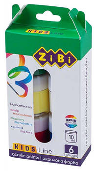 Акрилові фарби ZiBi, 6 кольорів ZB.6660