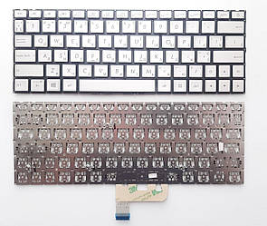 Клавіатура для ноутбуків Asus UX333 срібляста без рамки з підсвіткою RU/US