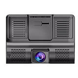 Відеореєстратор автомобільний з 3 камерами і 4х дюймовим екраном зі зйомкою салону + карта пам'яті 32 гб, фото 4