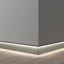 Плінтус підлоговий прихованого монтажу з ефектом паряться стіни для підсвічування, колір сірий, фото 3