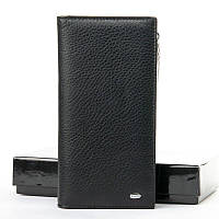 Мужской кошелек с карманами для визитных карт кожаный 10*19*3 см. черный 300890