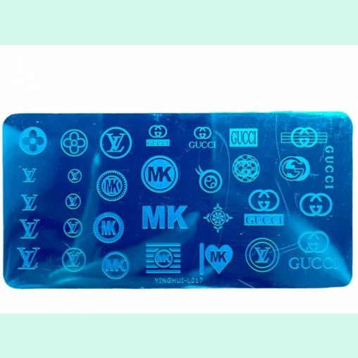 Металеві пластини для дизайну нігтів Логотипи Відомих Брендів Gucci Стемпинг пластини для нігтів, фото 1