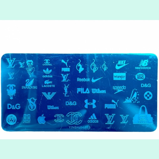 Металеві пластини для дизайну нігтів Логотипи Відомих Брендів Puma Reebok Nike Стемпинг пластини, фото 1