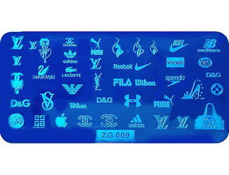 Металеві пластини для дизайну нігтів Логотипи Відомих Брендів Reebok Nike Adidas Стемпинг пластини
