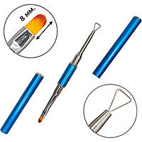 Двосторонній овальний пензель для моделювання +  рейзер для зняття гель-лаку, ручка - ковпачок №6