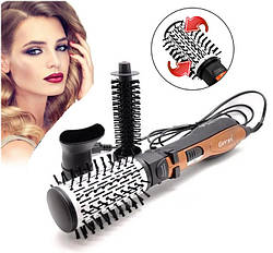 Обертовий фен щітка Gemei GM-4828, повітряний стайлер гребінець браш з обертанням з насадками