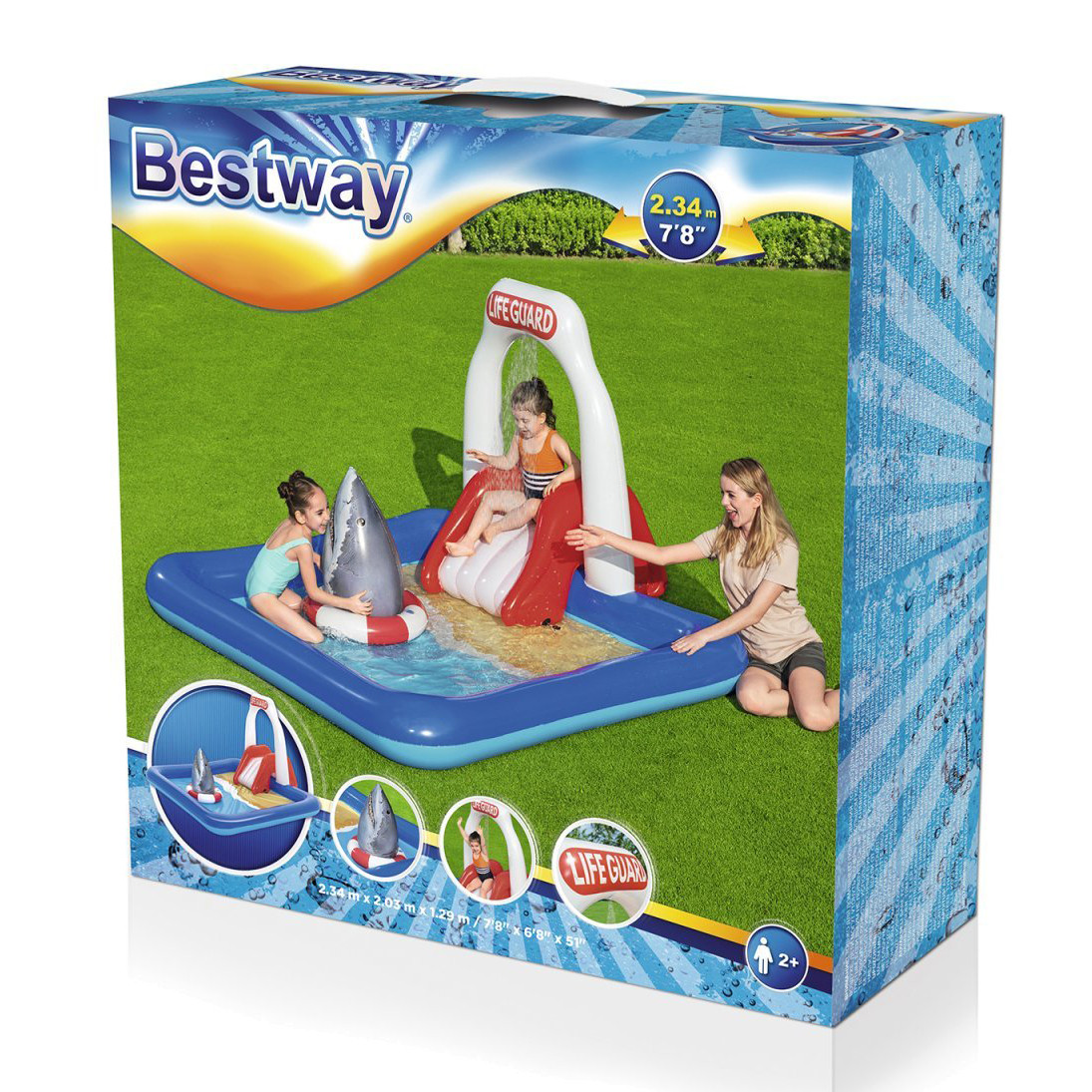 Детский надувной игровой центр бассейн с горкой и фонтаном Bestway 53079, надувная водная горка аттракцион - фото 10 - id-p1443907218