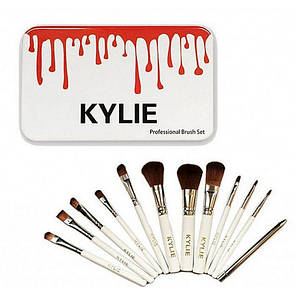 Набір пензликів для макіяжу в стилі Kylie Professional Brush Set великі білі 12 штук 150102, фото 2