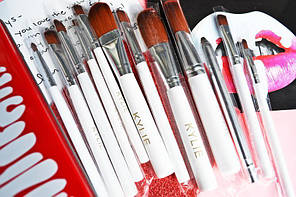 Набір пензликів для макіяжу в стилі Kylie Professional Brush Set великі білі 12 штук 150102, фото 2
