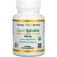 Органическая спирулина California GOLD Nutrition "Organic Spirulina" 500 мг (60 таблеток)