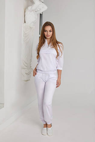 Жіночий медичний костюм Гертруда білий - Костюм косметолога - Костюм масажиста, фото 2