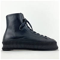 Женские ботинки Jil Sander Black Suede Vulcanized High-Top, черные кожаные ботинки джил сандер сьюд