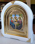 Ікона Свята Трійця в білому арочному кіоті під склом, розмір 28*25, сюжет 15*18., фото 2