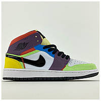 Женские кроссовки Nike Air Jordan 1 Mid Multicolor Retro разноцветные кожаные кроссовки найк аир джордан 1 мид