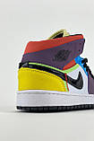 Жіночі кросівки Nike Air Jordan 1 Mid Multicolor Retro, різнокольорові шкіряні кросівки найк аір джордан 1 ретро мід аїр, фото 4