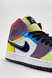 Жіночі кросівки Nike Air Jordan 1 Mid Multicolor Retro, різнокольорові шкіряні кросівки найк аір джордан 1 ретро мід аїр, фото 2