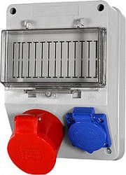 Електричний щиток зовнішній 7 модулів 16А з розетками 380В, IP44