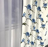 Щільні атласні штори в квіти на тасьмі 150х270 см Якісні штори Колір Молочний, фото 6