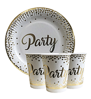 Набор для детского дня рождения "Party золото " Тарелки, стаканы, по 10 шт.