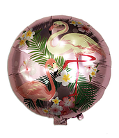 Фольгированный круглый шар " Фламинго на розовом " (Китай)
