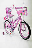 Іспанська дитячий рожевий велосипед для дівчинки з кошиком RUEDA 18 дюймів (Квіточка) на 5-8 років, фото 8
