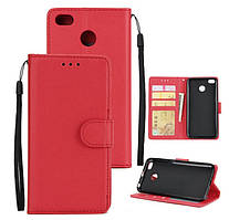 Чохол-книжка для Xiaomi Redmi 6 червоний гаманець ремінець на руку