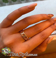 Стильне жіноче кільце перстень колір золото на палець ланцюг ланцюжок тренд року