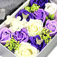 Go Подарунковий набір комплект сувенірів квітів із мила L-2323 Gray шарф і рукавички для дівчини