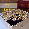 Свадебная диадема ЭЛИЗАБЕТ тиара золотая для волос набор тиара и серьги, свадебные украшения, фото 4
