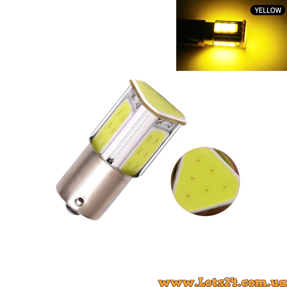 Автолампи жовті P21W COB LED BA156 1156 габарити повороти світлодіодні лампи поворотники для авто лампа поворотів лед світлодіодна