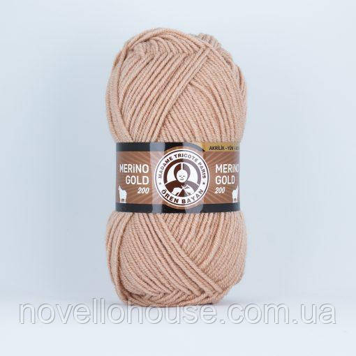 Madame Tricote Paris MERINO GOLD 200 (Меріно Голд 200) № 079 світлий беж (Пряжа напіввовна, нитки для в'язання) ч