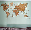 Карта світу на стіну дерев'яна багатошарова з країнами та столицями 3Д, фото 2
