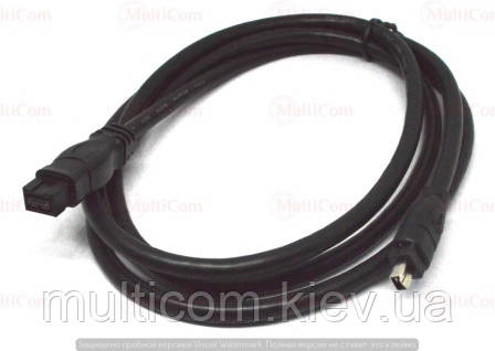 05-08-131. Шнур Firewire IEEE 1394B (штекер 4р - штекер 9р), чорний, 1,5м, фото 1
