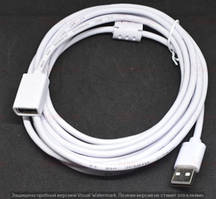05-08-022. Шнур USB штекер A - гніздо А, version 2.0, білий, 3м