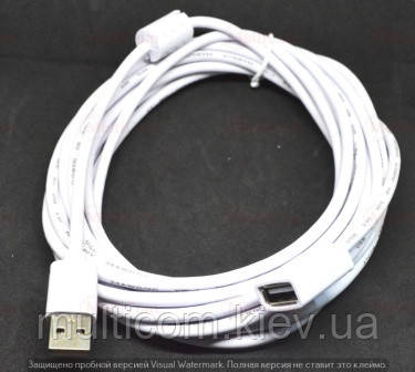 05-08-027. Шнур USB штекер A - гніздо А, version 2.0, білий, 5м