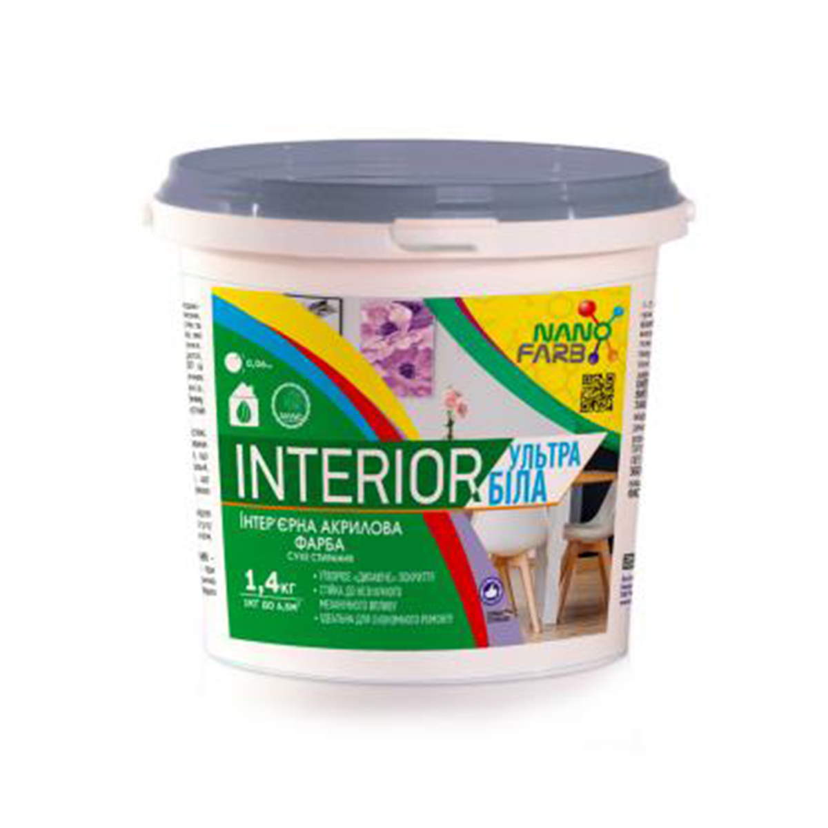Інтер'єрна фарба Nanofarb Interior матова 1.4 кг