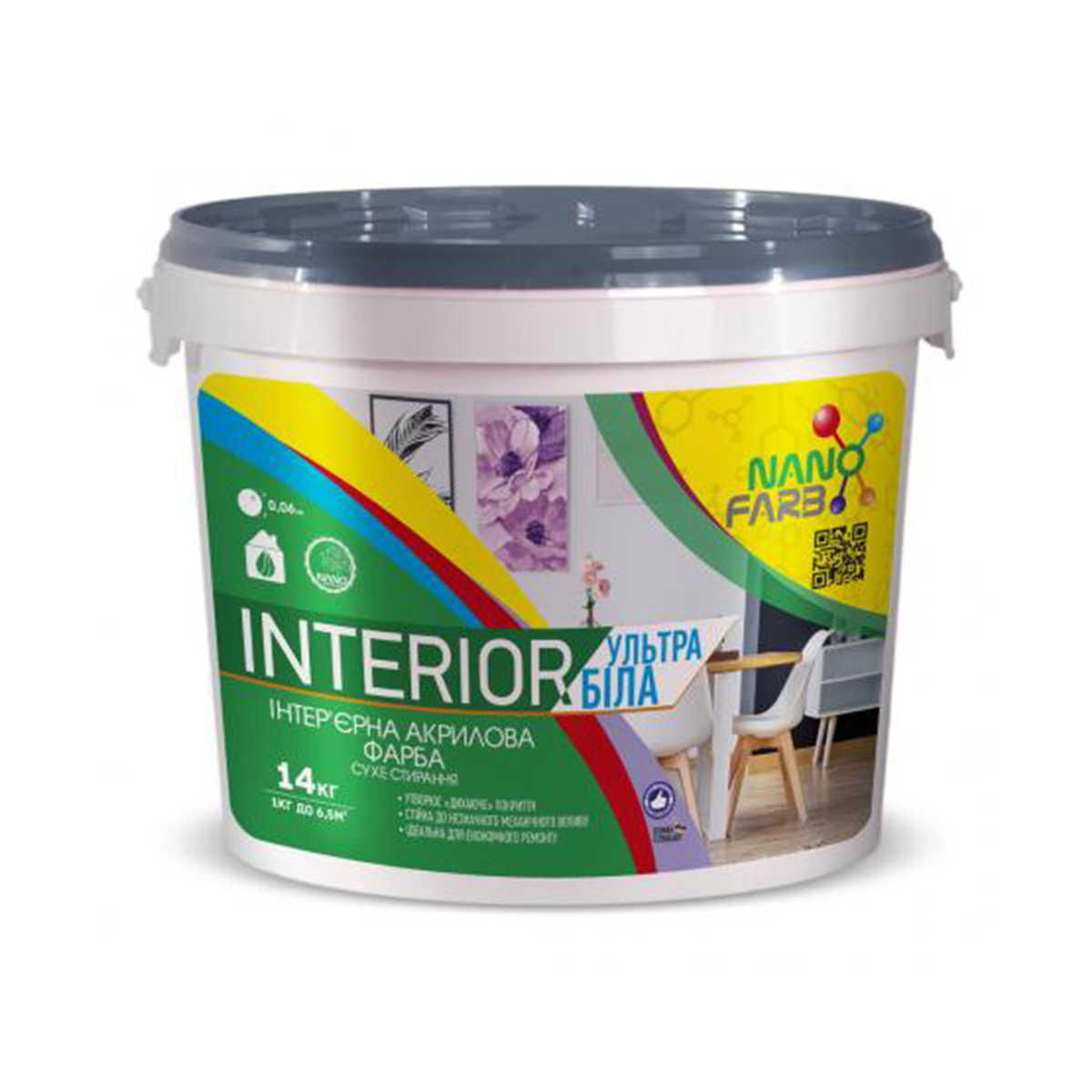 Інтер'єрна фарба Nanofarb Interior матова 14кг