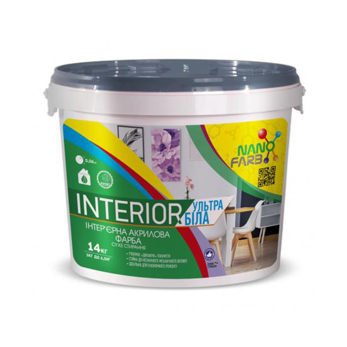 Интерьерная краска Nanofarb Interior матовая 14кг - фото 1 - id-p420363566