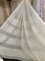 Гардина лен с полосками цвет кремовый Тюль льон красивой вышивкой Турецкая для спальни зала гостевой