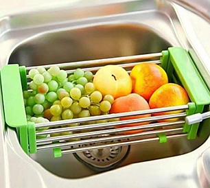 Складана полиця для миття та сушіння овочів у раковину Kitchen Drain Shelf Rack від 35 см до 54 см BF