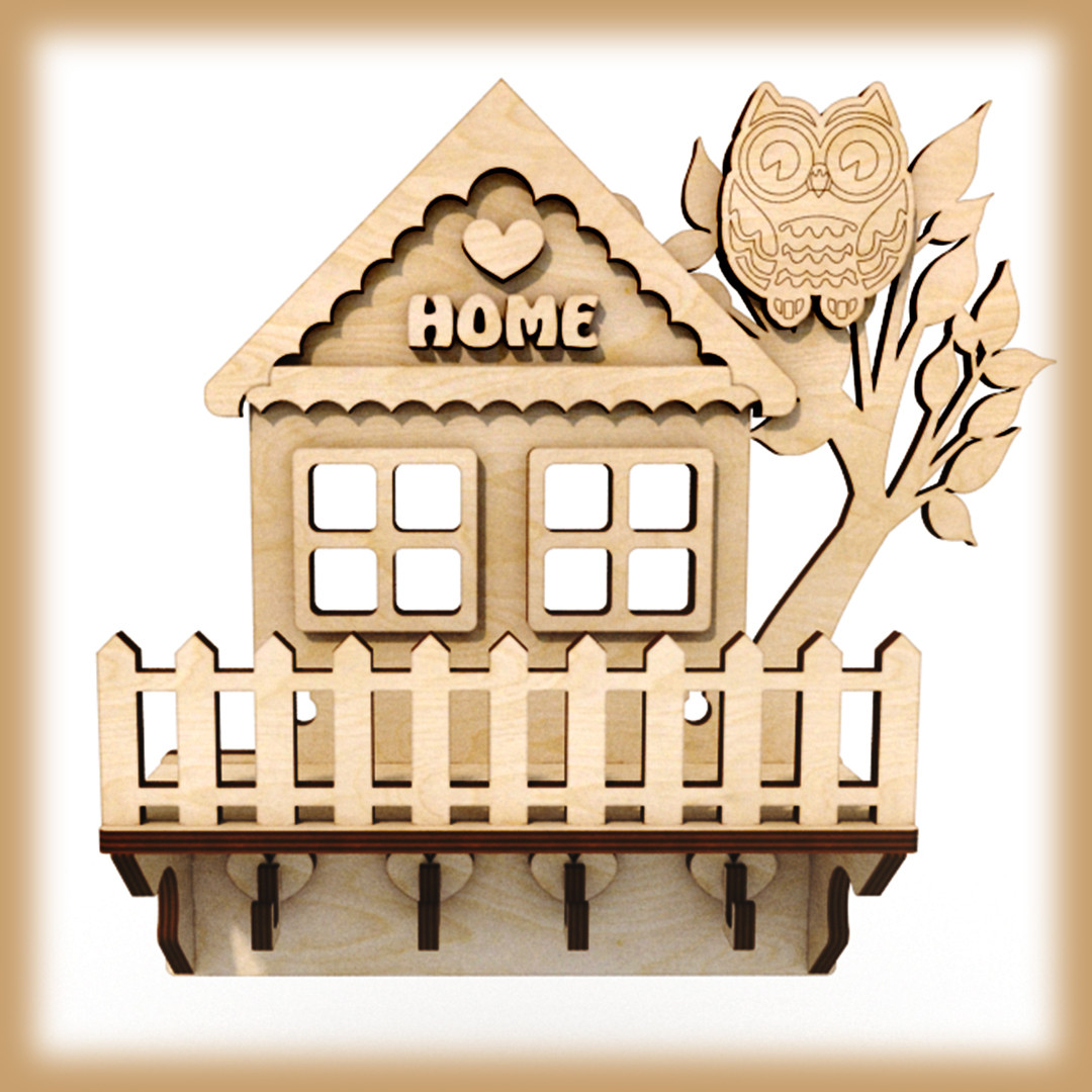 Дерев'яна Настінна Ключниця "Home"