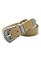 Жіночий шкіряний ремінь Темно-бежевий Weatro uzk-k35zh-kit040, фото 2