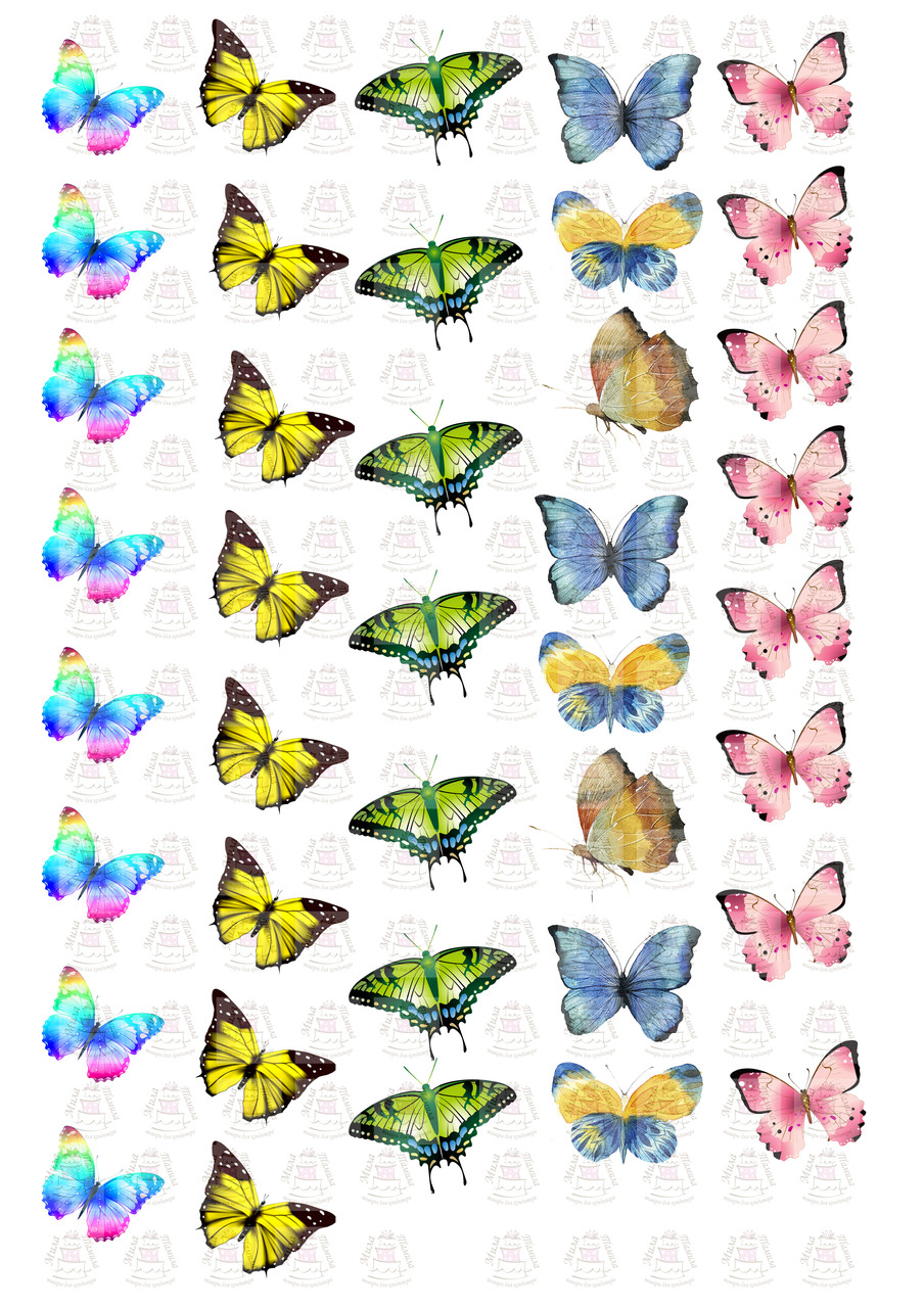 Метелики асорті 12 Вафельна картинка