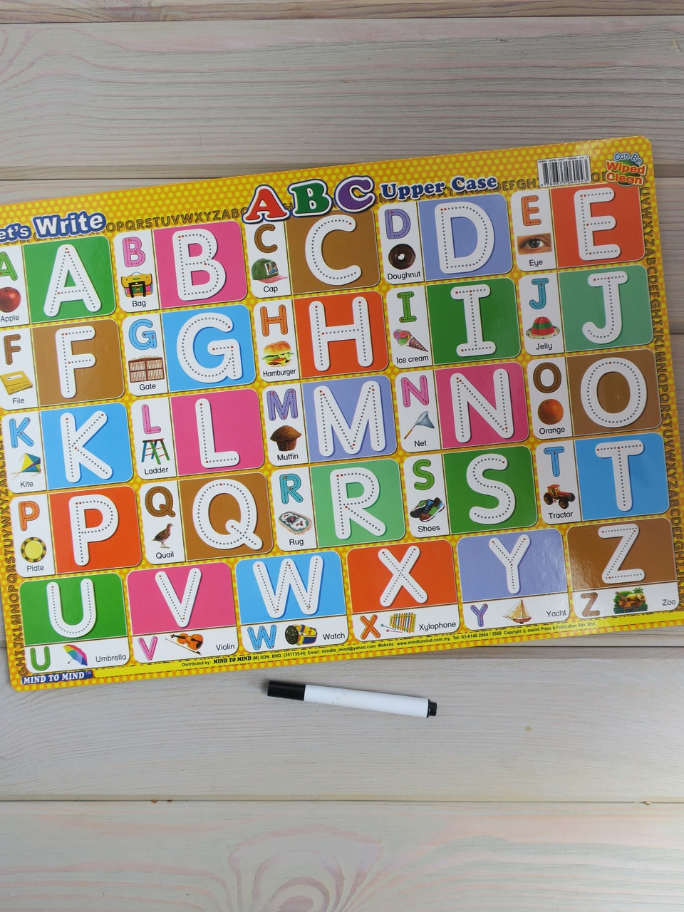 Планшет картонний ламінований в комплекті з маркером Writing Boards let's Write ABC (Upper Case)